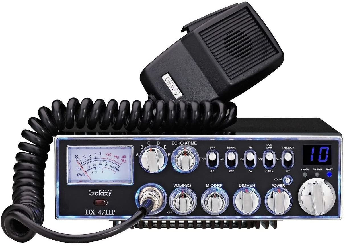 Galaxy DX47HP 100+ Watt 10 Meter Radio with Multi-Color Display Echo and Talkback with Loud Mod