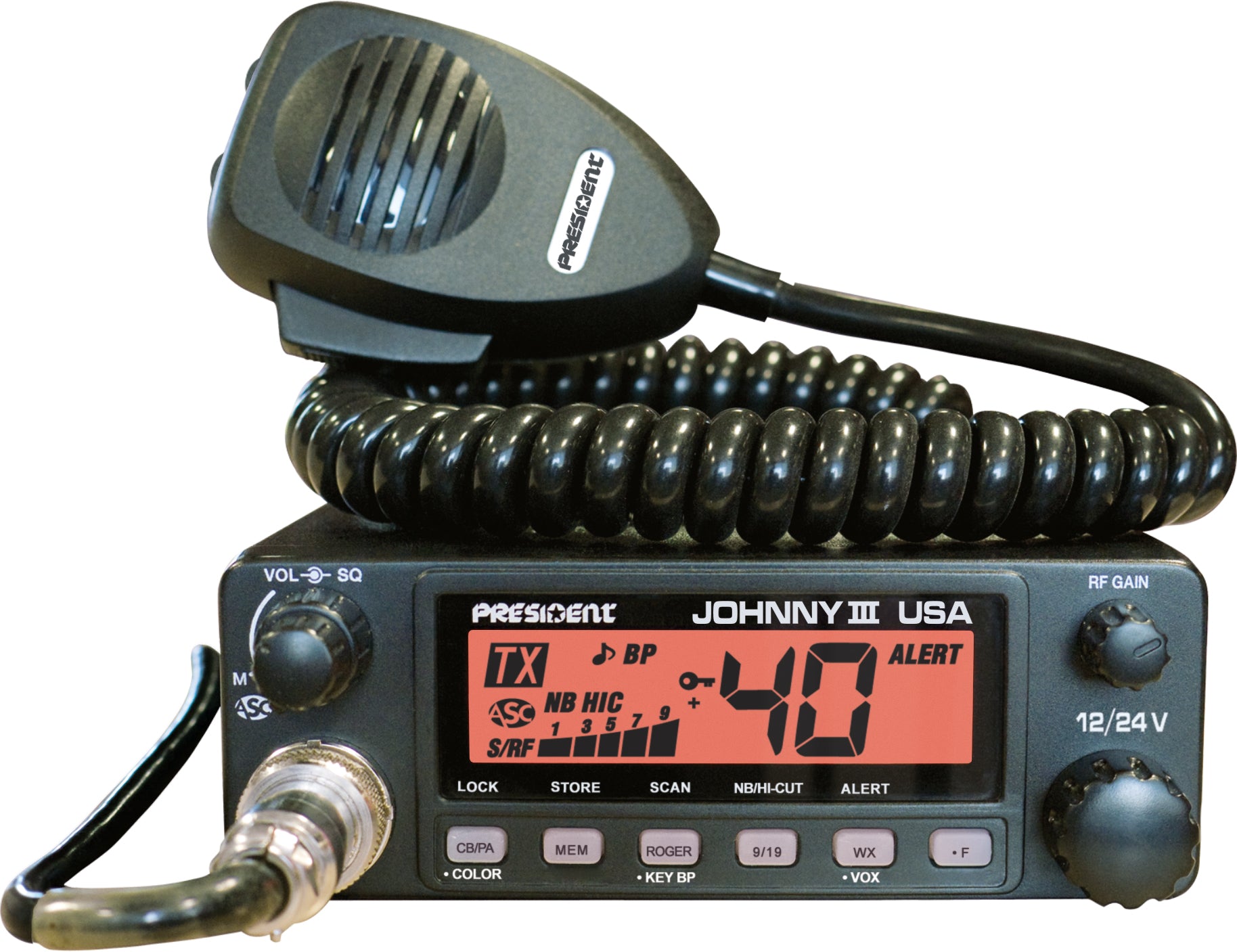 President Johnny III 12/24 Volt 40 Channel CB Radio