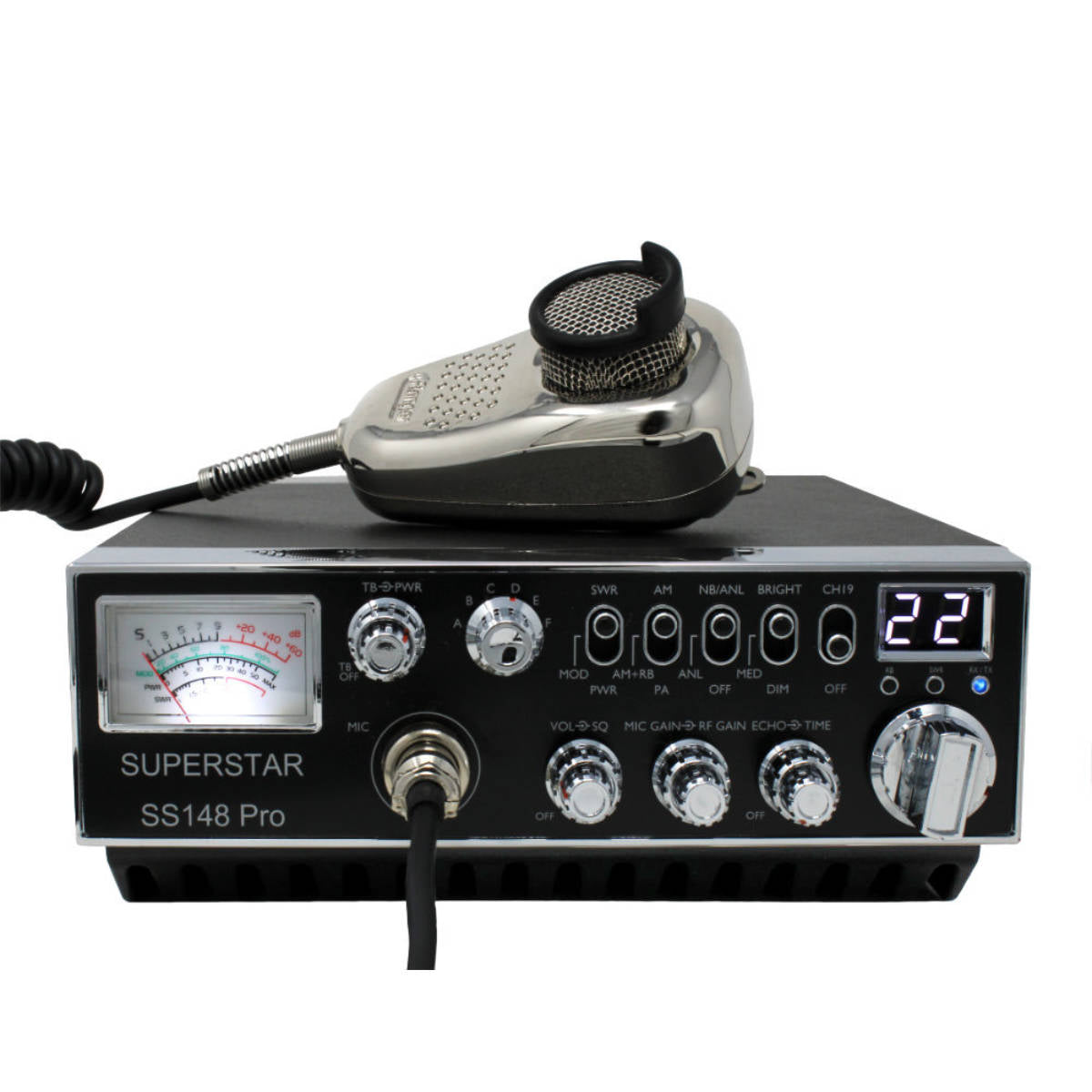 SuperStar SS148PRO 300 Watt 10 Meter Radio w Echo Talkback and Large Meter