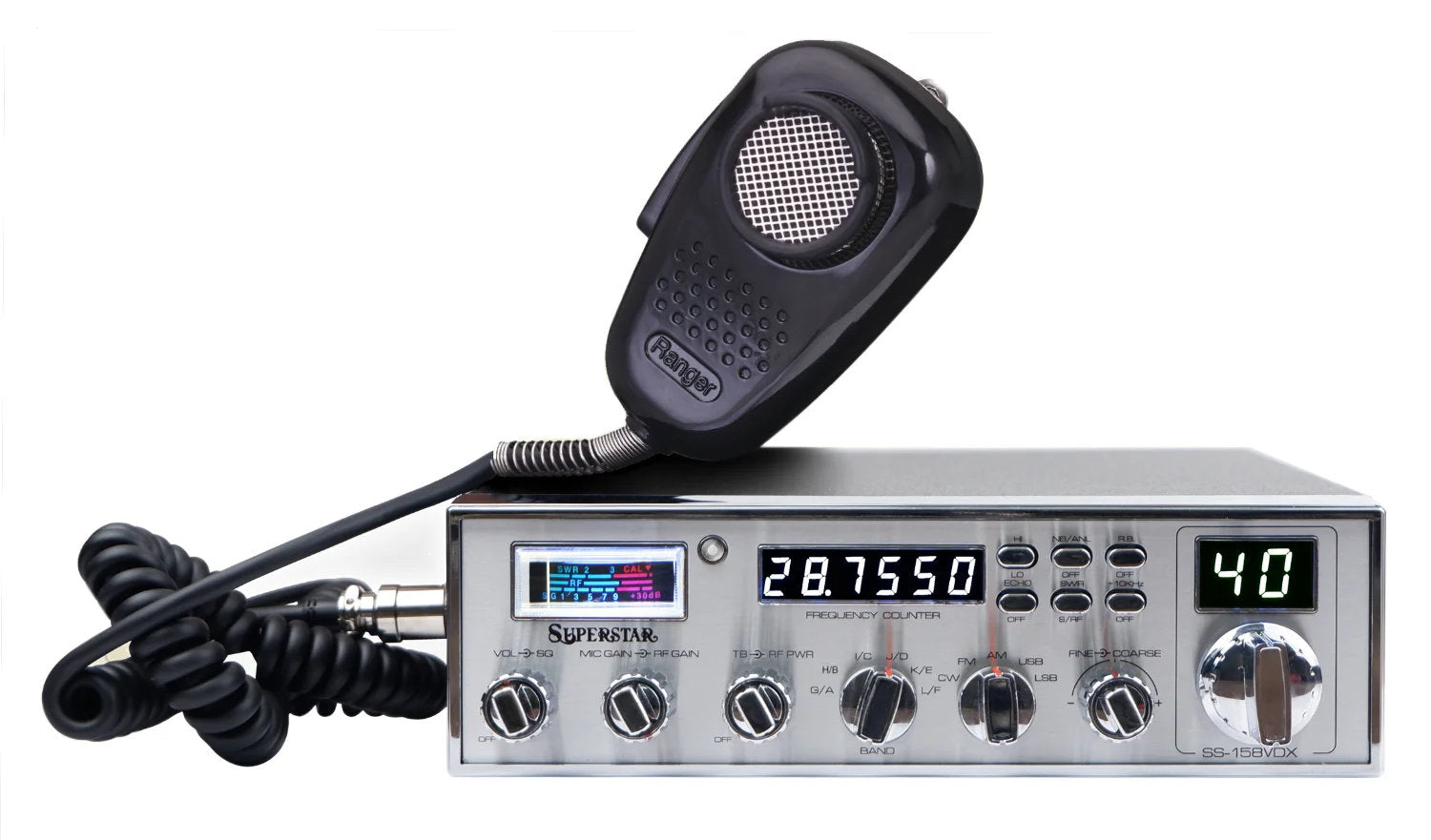 SuperStar SS-158VDX 10 Meter Amateur Radio with AM / FM / SSB Modes & Frequency Counter
